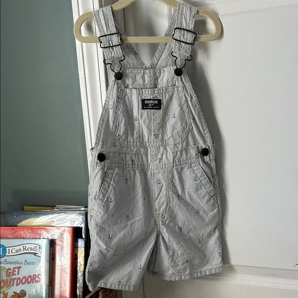 OshKosh B'gosh Striped Anchor Overalls